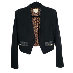 Nicki Minaj Naomi Cropped Blazer Black Animal Print XL